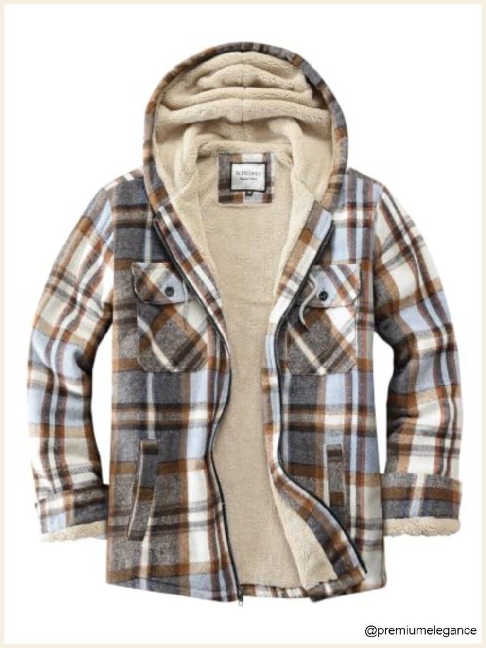 Full Zip Fleece Flannel Jacket Plaid Sherpa Lined Jacket